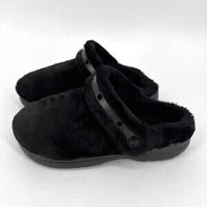 Crocs Black Faux Fur Unfurgettable Shoes Clogs Mens Size 8 Womens Size 10
